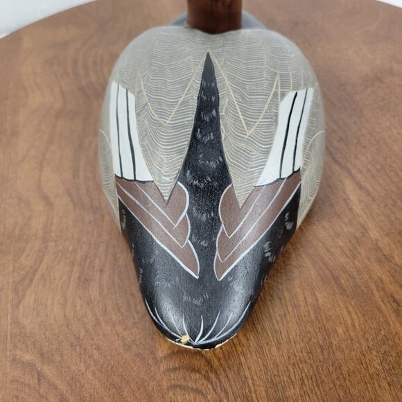 Vintage Wildflower Decoys Canvasback Drake Duck Sculpture Wood Carved Handmade - Picture 8 of 13